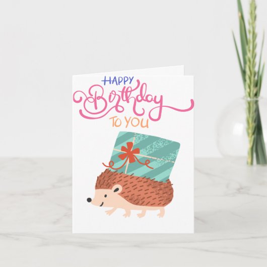 Heller und Niedlicher Igel Geburtstag Karte (Vorderseite)