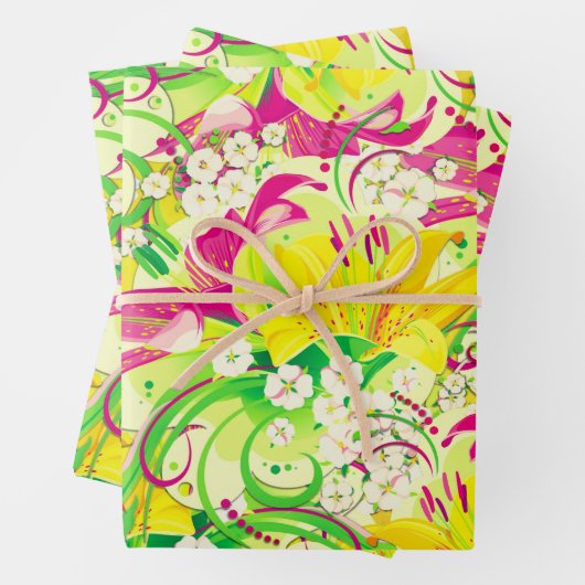 Heller und schöner Blumengarten Geschenkpapier Set (Beispiel)