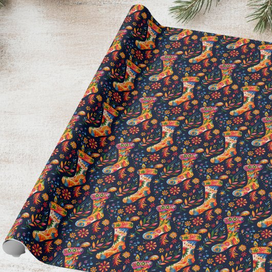 Heller Weihnachts-Strumpf Geschenkpapier