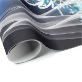 Heller Weihnachtsbaum, weiße Schneeflocken, Blaue Geschenkpapier (Rolleneckpunkt)