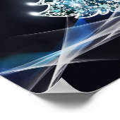 Heller Weihnachtsbaum, weiße Schneeflocken, Blaue Poster (Ecke)