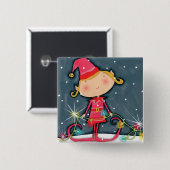 Heller Weihnachtself Button (Vorne & Hinten)