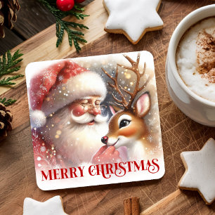 Heller Weihnachtsmann Rudolph Festtag Untersetzer