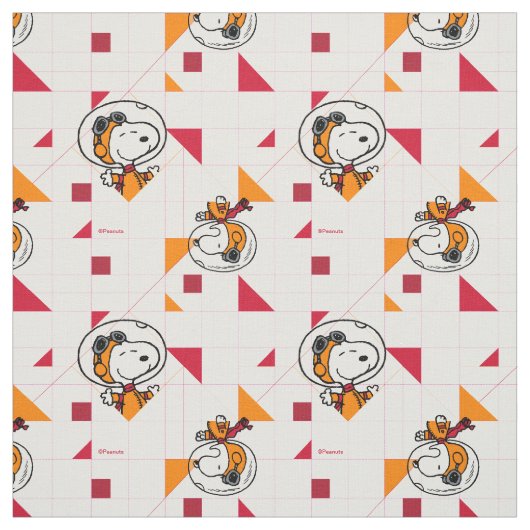 Heller Weißer Snoopy-Astronaut-Geometrie Stoff (Muster)