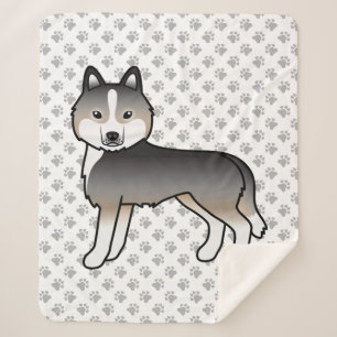 Heller Wolfgrauer Sibirischer Husky Süßer Cartoon- Sherpadecke