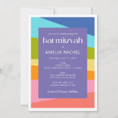 Helles Abstrakt geometrisches Rainbow Bat Mitzvah Einladung (Vorderseite)