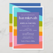 Helles Abstrakt geometrisches Rainbow Bat Mitzvah Einladung (Vorne/Hinten)