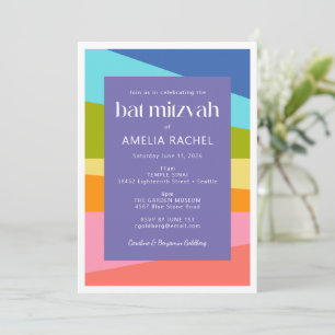Helles Abstrakt geometrisches Rainbow Bat Mitzvah Einladung