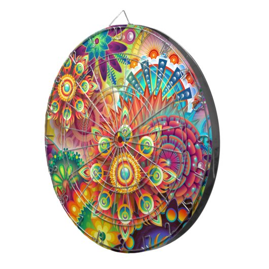 Helles Abstraktes Blume Muster Dartscheibe (Vorderseite rechts)