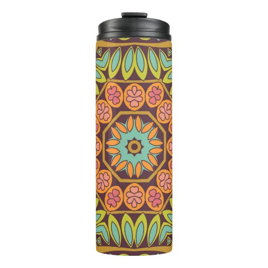 Helles abstraktes Blumendesign. Thermosbecher (Vorderseite)