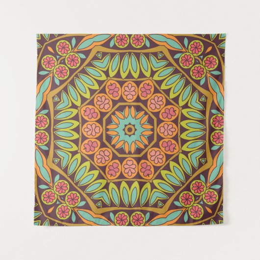 Helles abstraktes Blumendesign. Wandteppich (Vorderseite)