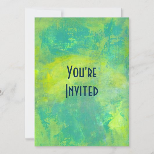 Helles abstraktes Design im grünen und gelben Part Einladung (Vorderseite)