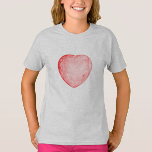 Helles abstraktes fraktales rotes Herz, Fraktalher T-Shirt