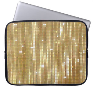 Helles, abstraktes Mosaik mit goldfarbenem Hinterg Laptopschutzhülle