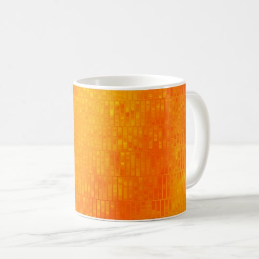 Helles, abstraktes Mosaik-Orange-Hintergrund mit G Kaffeetasse (VorderseiteRechts)