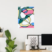 Helles Abstraktes Muster - Rosa Grün Poster (Heimbüro)