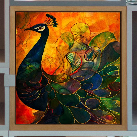 Helles Abstraktes Pfauendekoupage Seidenpapier