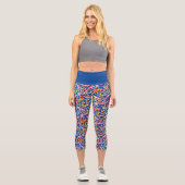 Helles Abstraktes Quadrat-Muster Capri Leggings (Vorderseite)