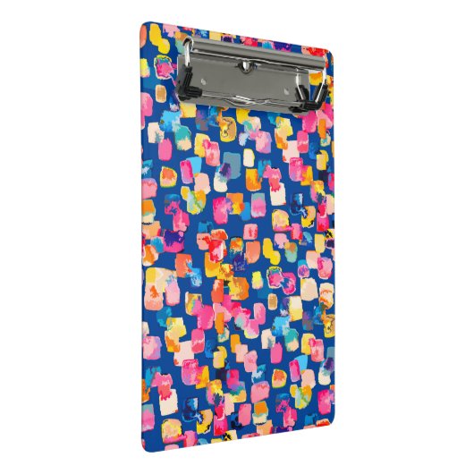 Helles Abstraktes Quadrat-Muster Mini Klemmbrett (Schrägansicht)