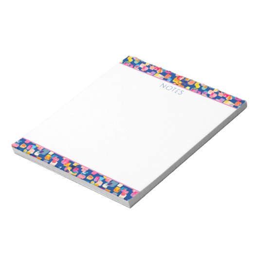 Helles Abstraktes Quadrat-Muster Notizblock (Rotiert)