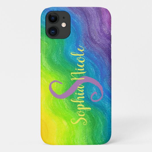 Helles Abstraktes Regenbogenfarbiges Ombre Monogra Case-Mate iPhone Hülle (Rückseite)