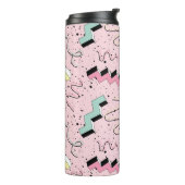 Helles abstraktes Retro-Muster, nahtlos. Thermosbecher (Nach links gedreht)