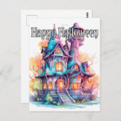 Helles Altes Spuk Haus Halloween Postkarte (Vorne/Hinten)