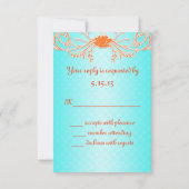 Helles Aqua und Mandarine Orange Wedding RSVP (Rückseite)