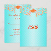 Helles Aqua und Mandarine Orange Wedding RSVP (Vorne/Hinten)