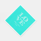 Helles Aqua, weiße LIEBE Napkins Serviette (Ecke)
