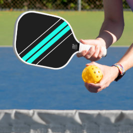 Helles Aqua White Slant Racing Streifen auf schwar Pickleball Schläger
