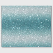 Helles Aquablau Glanz Weiß Glitter Muster Geschenkpapier (Flach)