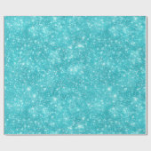 Helles Aquablau Glanz Weiß Glitter Muster Geschenkpapier (Flach)