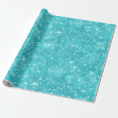 Helles Aquablau Glanz Weiß Glitter Muster Geschenkpapier (Ungerollt)