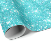 Helles Aquablau Glanz Weiß Glitter Muster Geschenkpapier (Rolleneckpunkt)