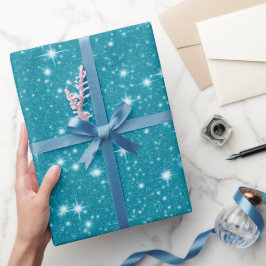 Helles Aquablau Glanz Weiß Glitter Muster Geschenkpapier