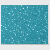 Helles Aquablau Glanz Weiß Glitter Muster Geschenkpapier (Flach)