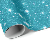 Helles Aquablau Glanz Weiß Glitter Muster Geschenkpapier (Rolleneckpunkt)