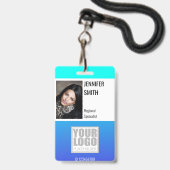 Helles Aquamarines Aqua Ombre Logo Template Mitarb Ausweis (Front with Lanyard)