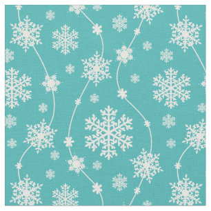 Helles Aquamarines Blaues Winter Weißes Schneefloc Stoff