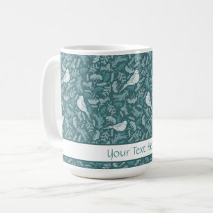 Helles Aquamarines Green Winter White Bird Blumenm Kaffeetasse