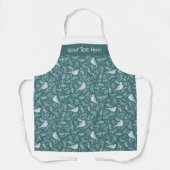 Helles Aquamarines Green Winter White Bird Blumenm Schürze (Vorderseite)