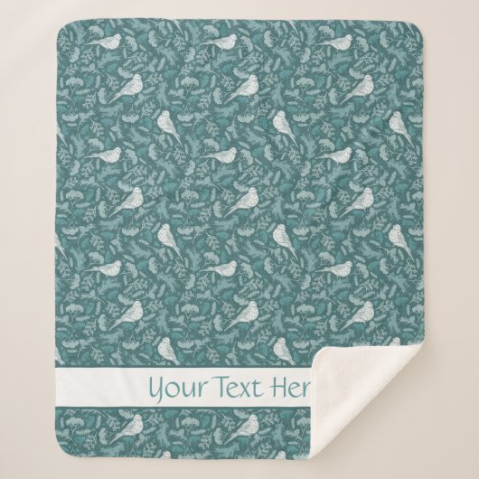 Helles Aquamarines Green Winter White Bird Blumenm Sherpadecke (Vorderseite)