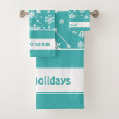 Helles Aquamarines Winterweißes Schneeflockenmuste Badhandtuch Set (Insitu)