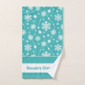 Helles Aquamarines Winterweißes Schneeflockenmuste Badhandtuch Set (Handtuch)