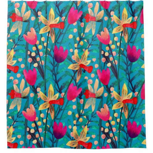 Helles Aquarellmuster nahtlos mit schönem Muster Duschvorhang (Vorderseite)