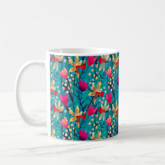 Helles Aquarellmuster nahtlos mit schönem Muster Kaffeetasse (Links)