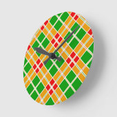 Helles Argylrotes, gelbes Muster-Zubehör Runde Wanduhr (Winkel)