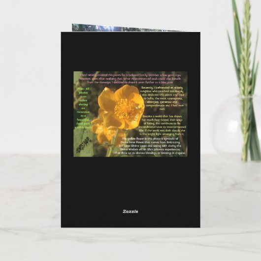 "Helles Auftauchen vom dunklen" Gedicht/von der Dankeskarte (Rückseite)