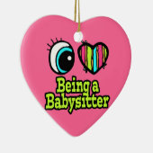 Helles Auge Herz I Liebe als Babysitter Keramikornament (Rechts)